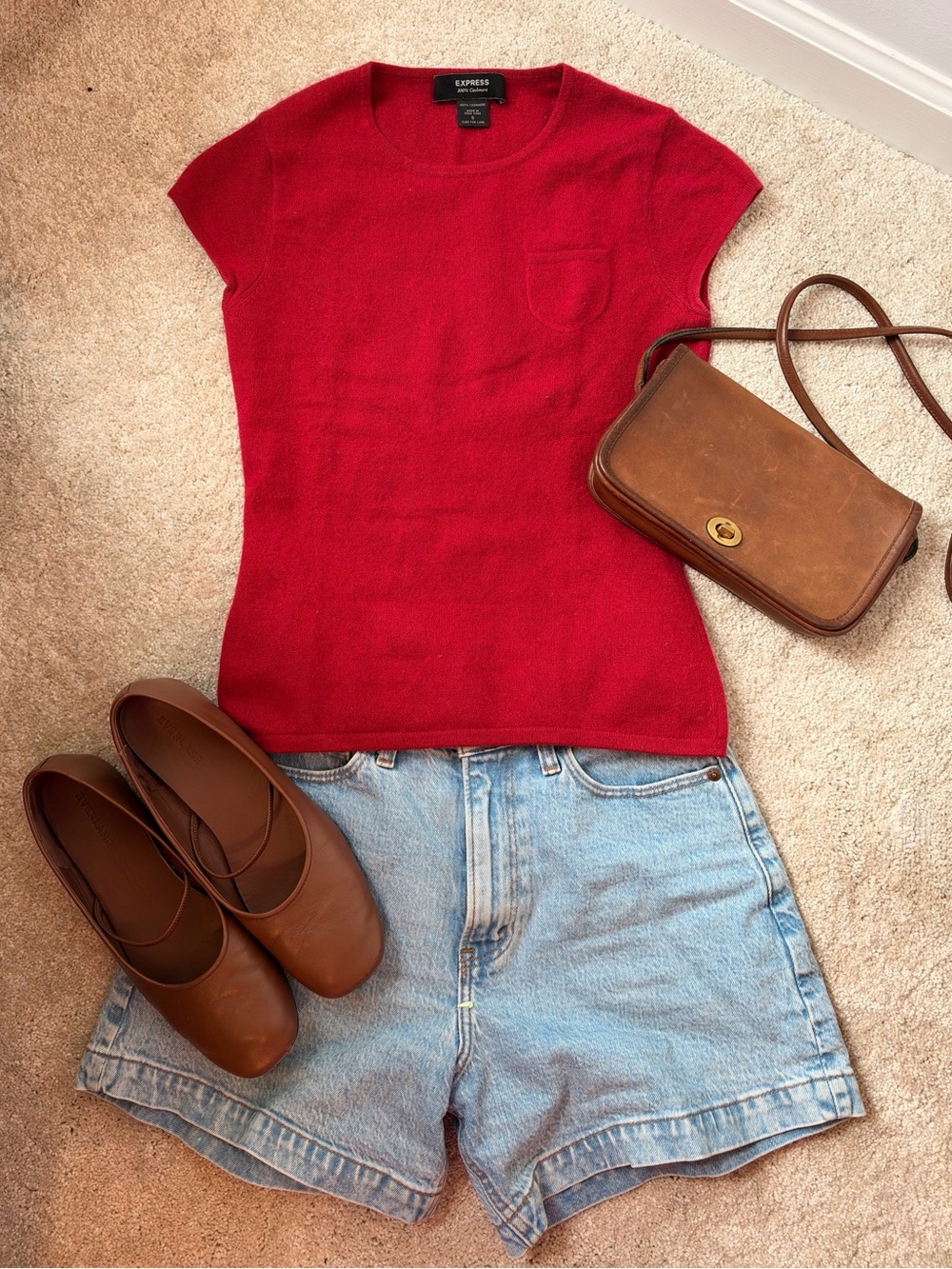 Vintage Express Cashmere Cap-sleeve Top